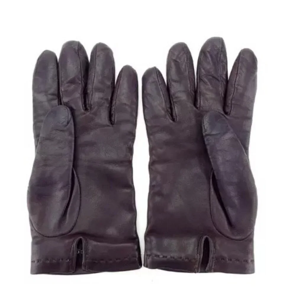 Gucci gloves Brown Gold Woman Authentic Used